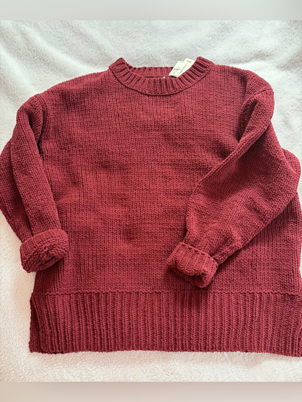 Aerie Soft Knit Crewneck Sweater in Rich Wine